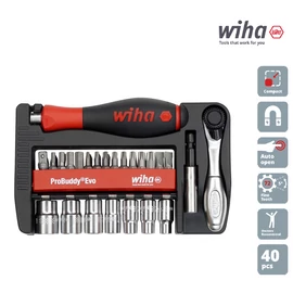 Wiha ProBuddy Evo vegyes bit- és dugókulcs készlet, 40 részes, 1/4" (46960)