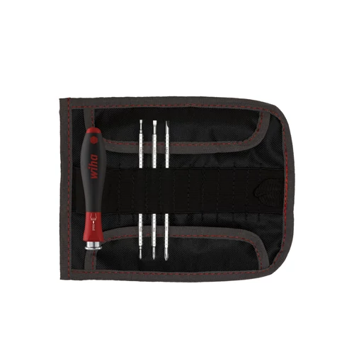 Wiha SYSTEM 4 csavarhúzó készlet cserélhető pengékkel lapos, Phillips, 5 részes, összehajtható táskával (00613)