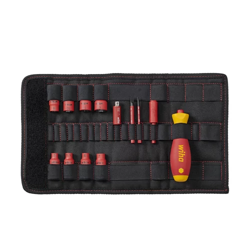 Wiha slimVario® electric 1/4" csavarhúzó- és dugókulcs-betétkészlet vegyes 14 részes, összehajtható táskával (43467)