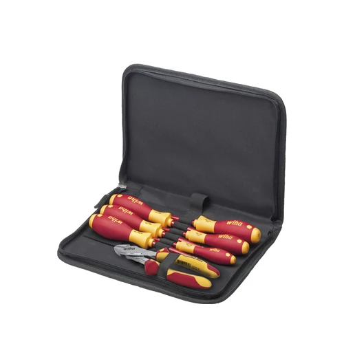 Wiha Villanyszerelő szerszámkészlet csavarhúzó, erő-oldalcsípő 8 részes, szerszámtáskával (38020)