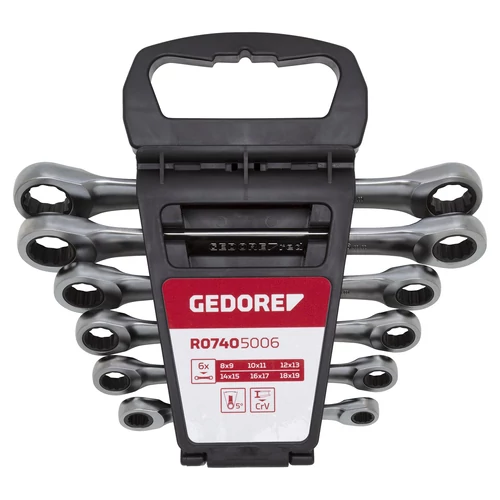 Gedore Dupla gyűrűs racsnis kulcs készlet, SW 8-19 mm, 6 darabos