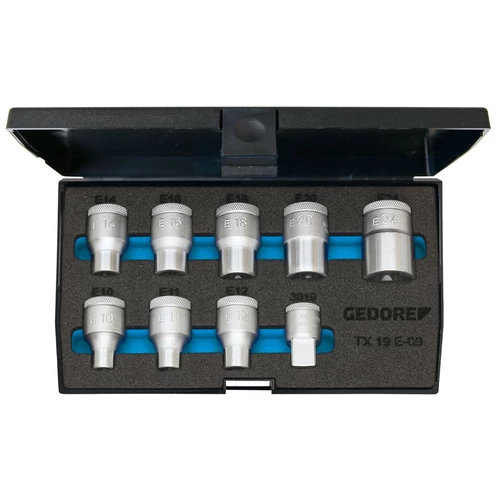 Gedore  dugókulcs készlet 1/2" TX E10-E24, 9 részes